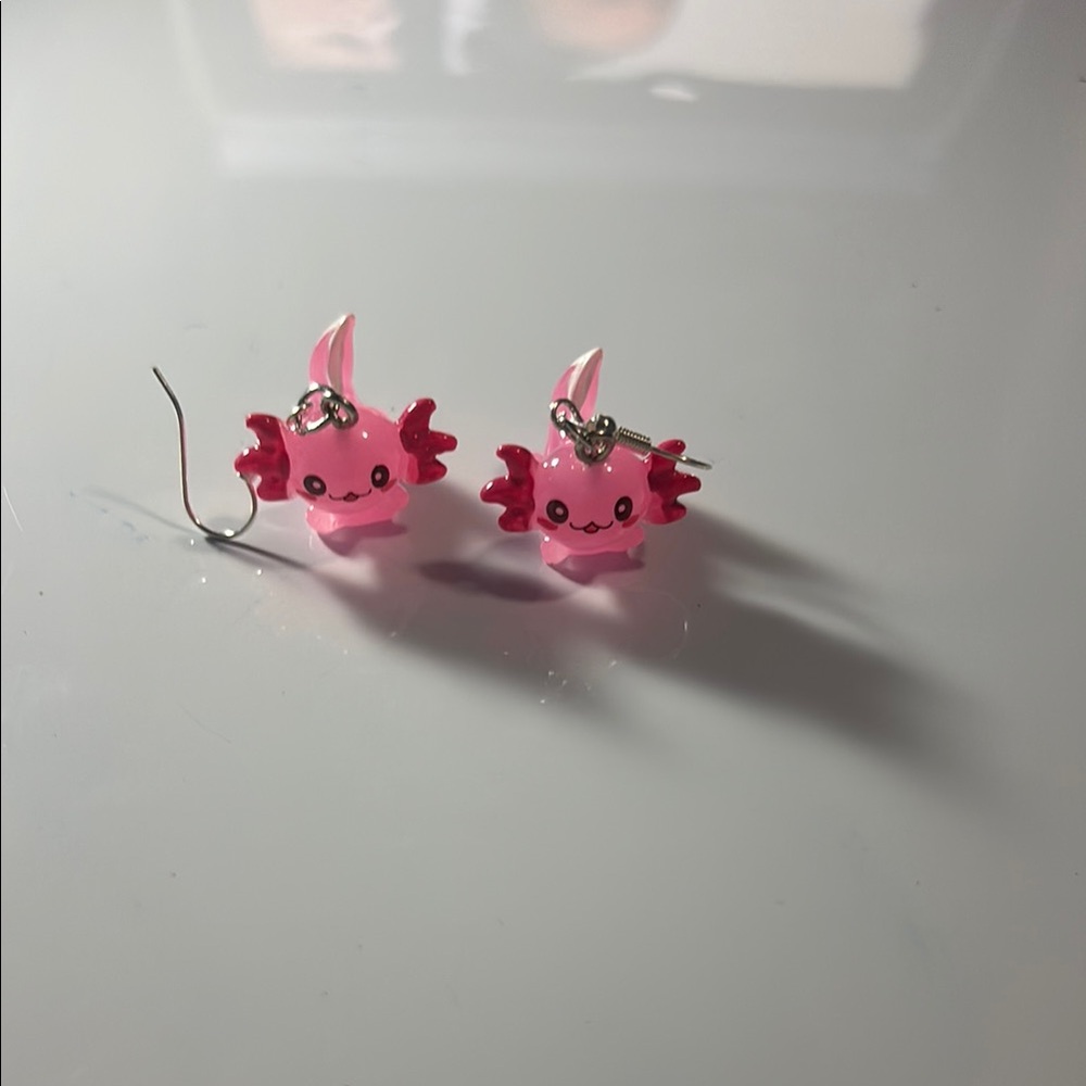 Pink Axolotl Earrings